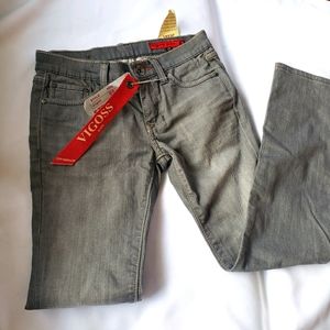 Vigoss Skinny Jeans Distressed Pockets Sz 3/4 Gray